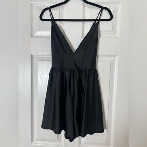 Urban Outfitters Black Deep V Cross Back Romper Size Large